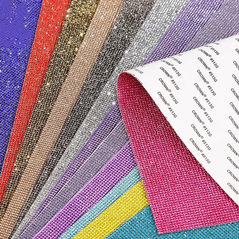 Hotfix Rhinestone Sheet - Bande autocollante auto-adhésive en strass 12x20cm,