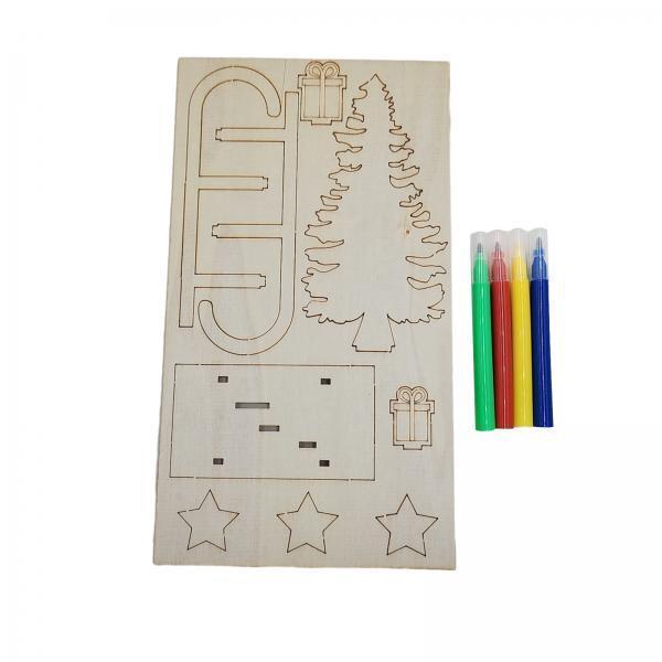Christmas Craft Embellishment - 3x traînes de Noël en bois