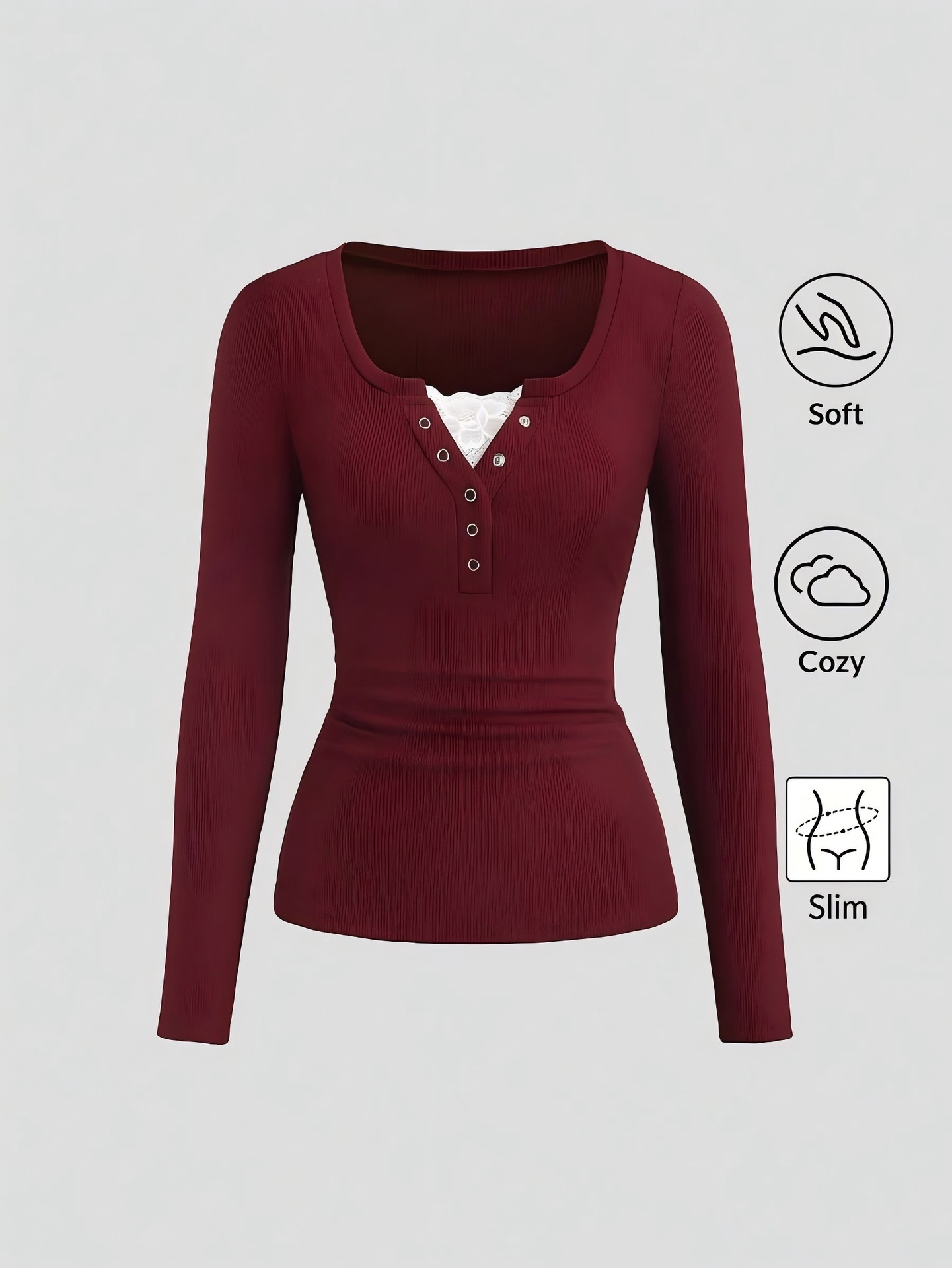 T-shirt Henley pour femme, col - Embellish Knit avis et prix
