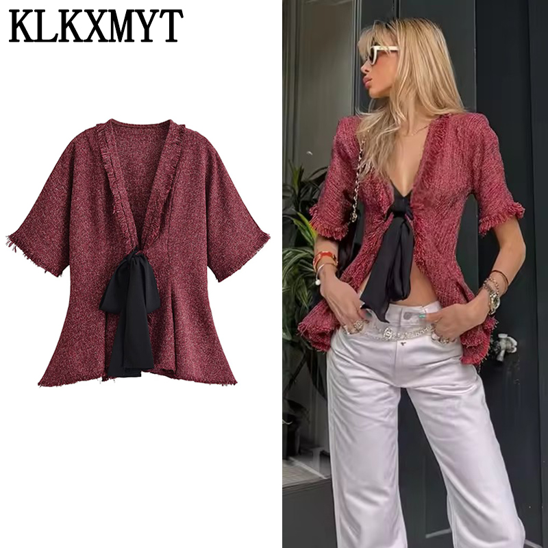 KLKXMYT Chemisier élégant à la - Tassel Fringe Trim avis et prix