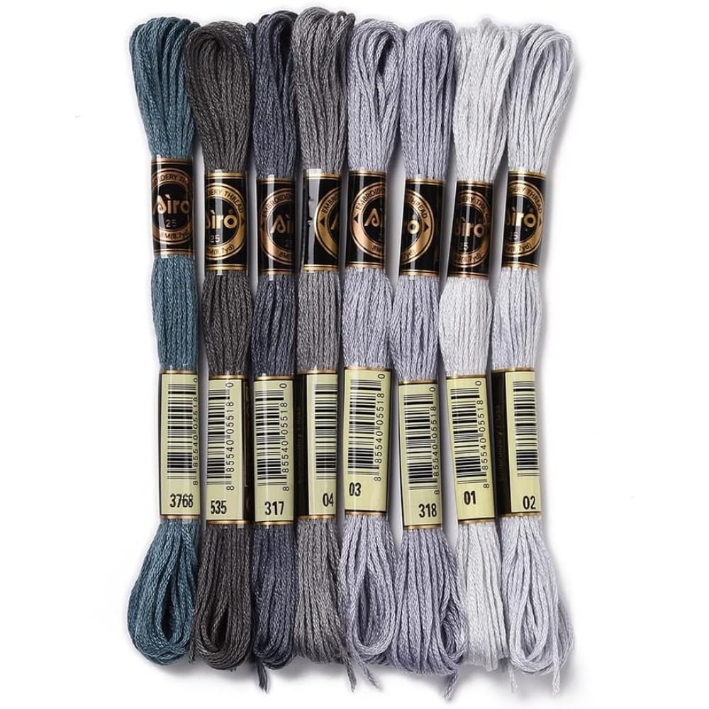 8 écheveaux 70 Yards gris Brac - Embroidery Embellishments avis et prix