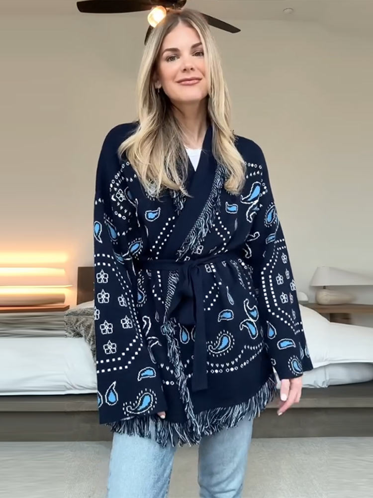 Nouveau Cardigan Chic Femme Au - Tassel Fringe Trim avis et prix