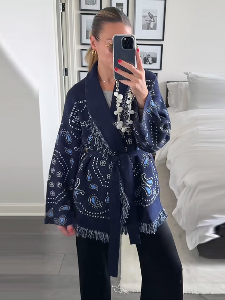 Nouveau Cardigan Chic Femme Au - Tassel Fringe Trim avis et prix